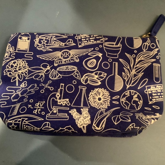 Blue Canvas Travel Makeup Bag - Picture 2 of 3
